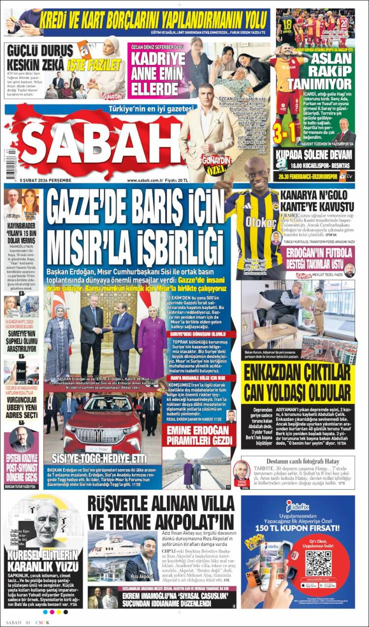 Portada de Sabah (Turqu&iacute;a)