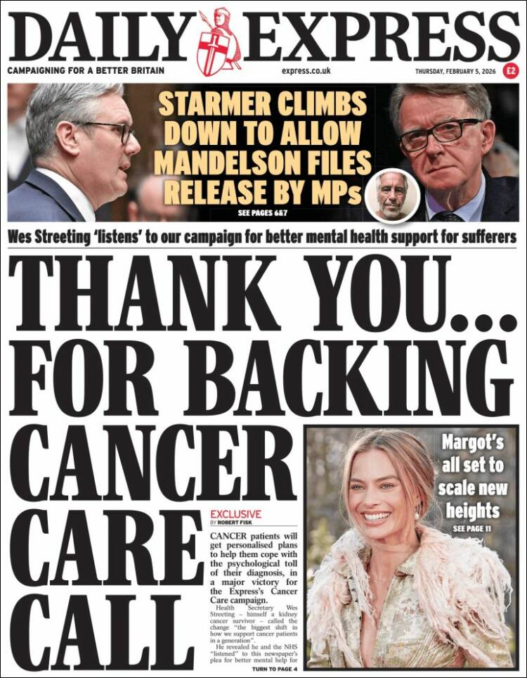 Portada de Daily Express (Reino Unido)