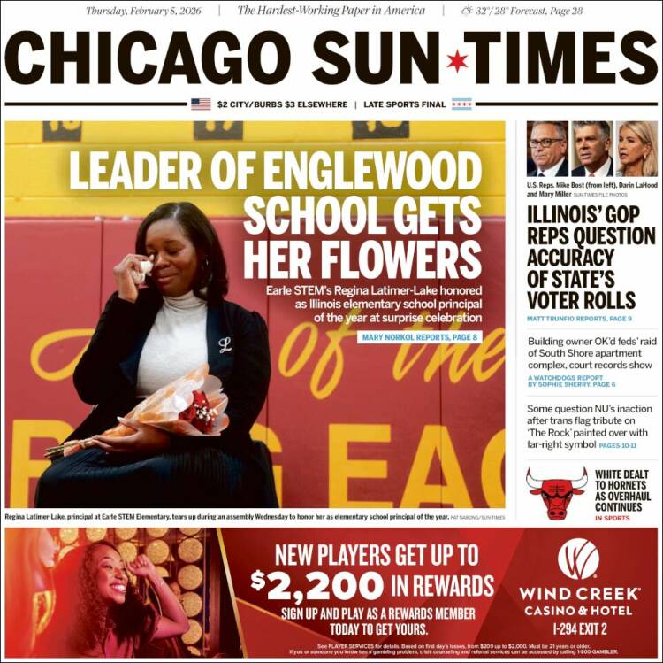 Portada de Chicago Sun-Times (USA)