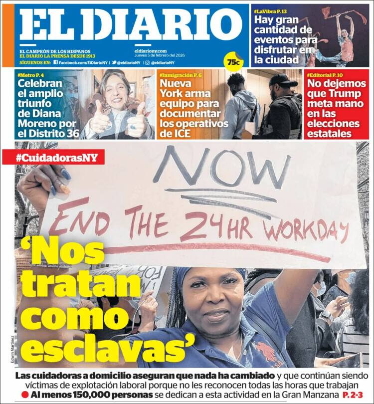 Portada de El Diario NY (USA)