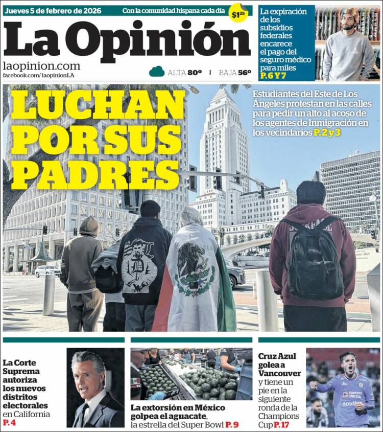 Portada de La Opinión (USA)