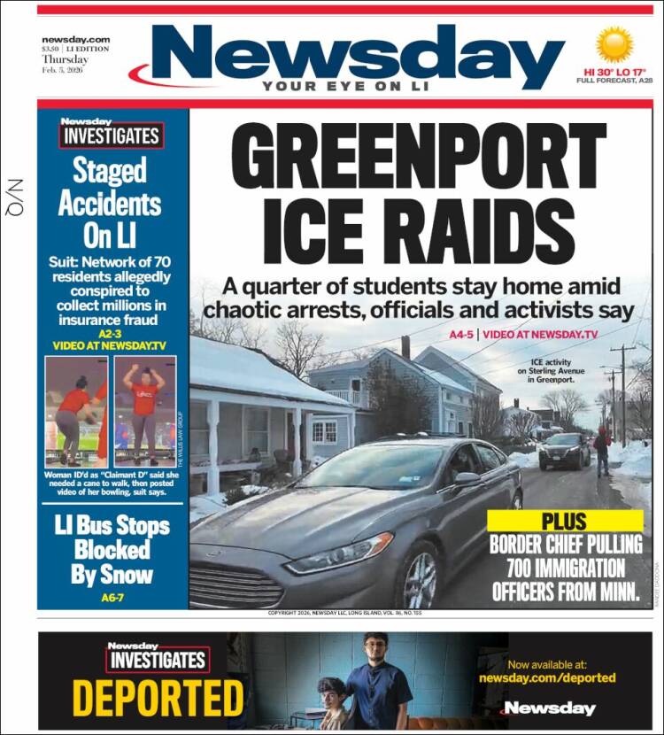 Portada de Newsday (USA)
