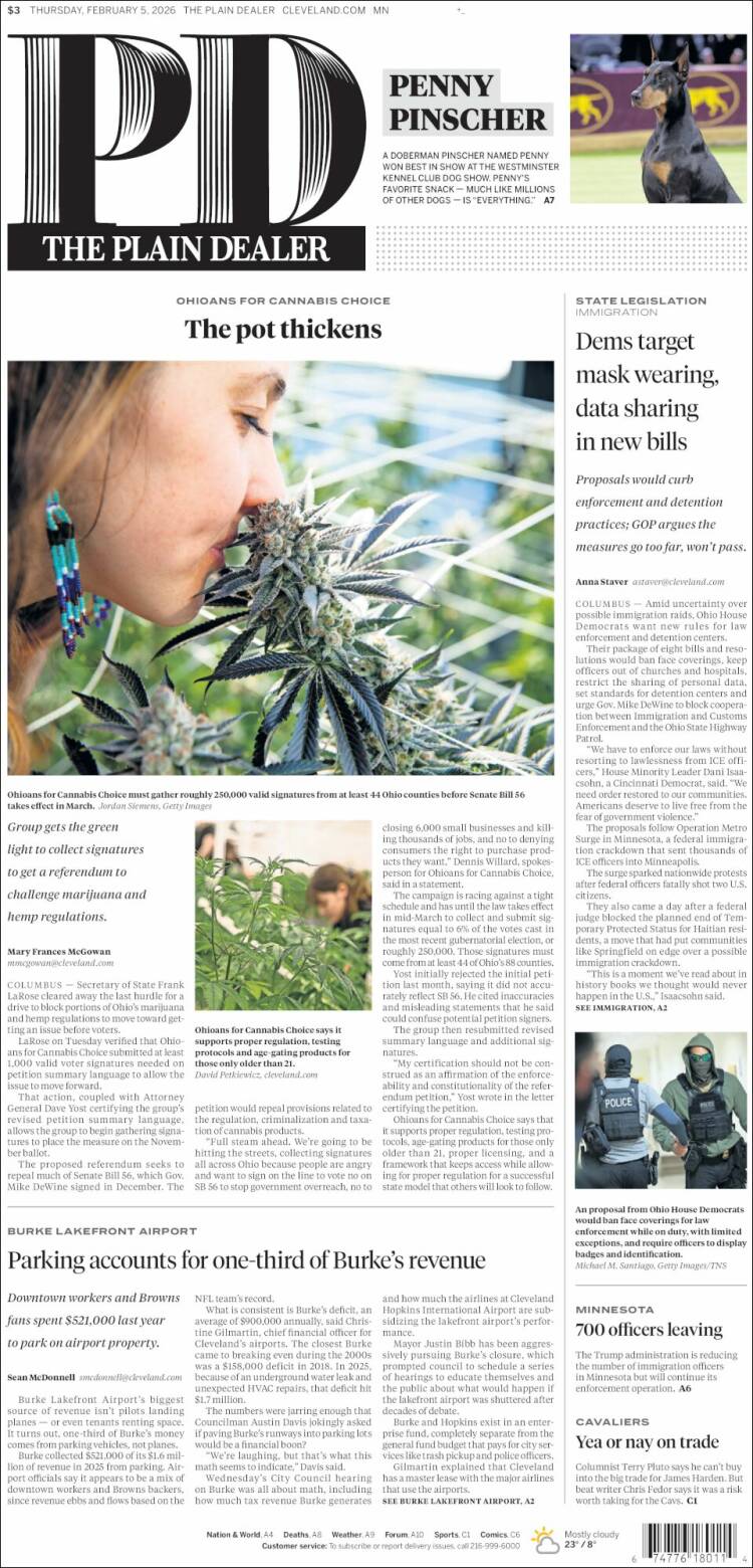 Portada de The Plain Dealer (USA)