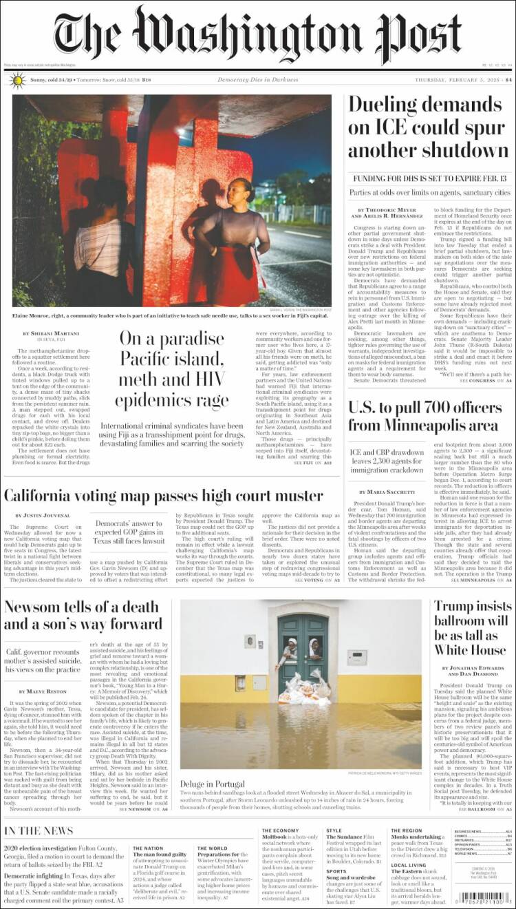 Portada de The Washington Post (USA)