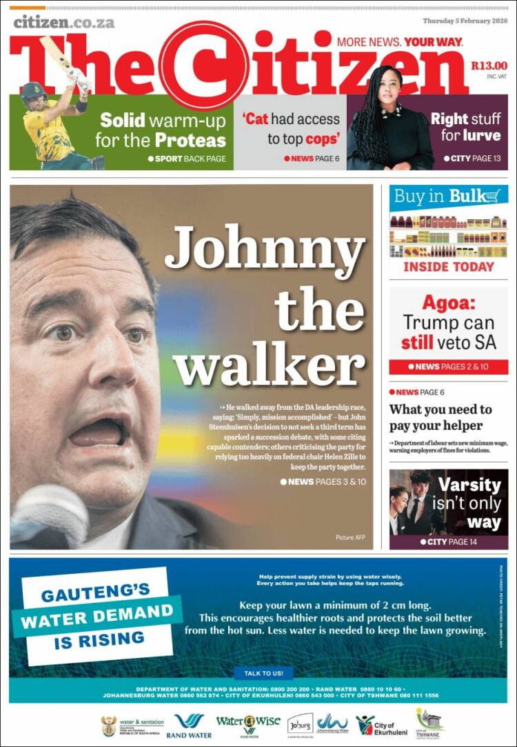 Portada de The Citizen (Sud&aacute;frica)