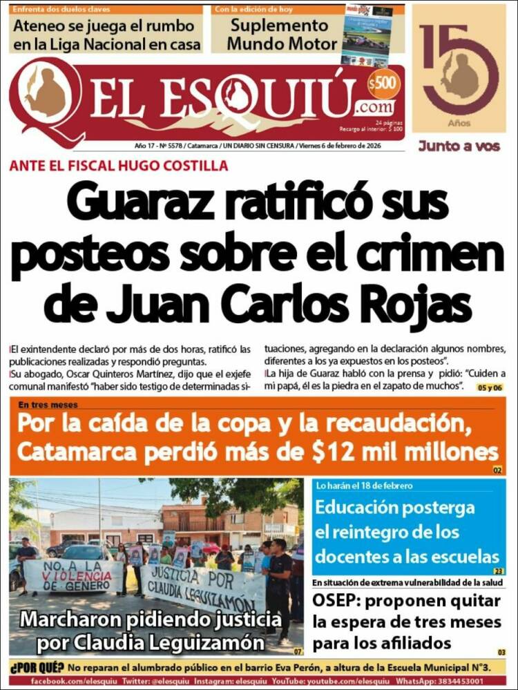 Portada de El Esquiu (Argentina)