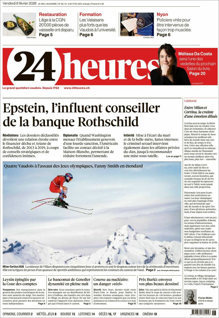 Portada de 24 Heures (Suiza)