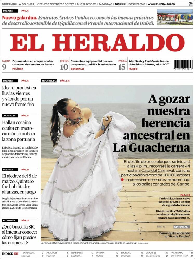 Portada de El Heraldo (Colombia)