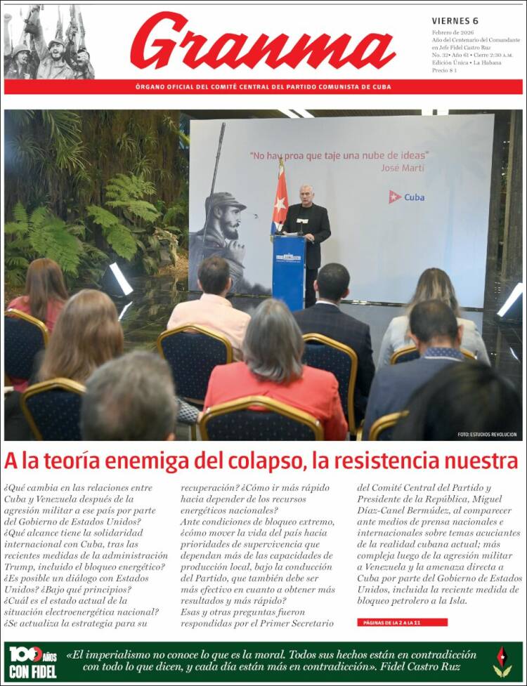 Portada de Granma (Cuba)