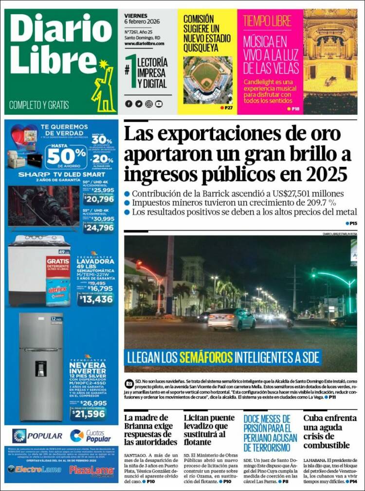 Portada de Diario Libre (R. Dominicana)
