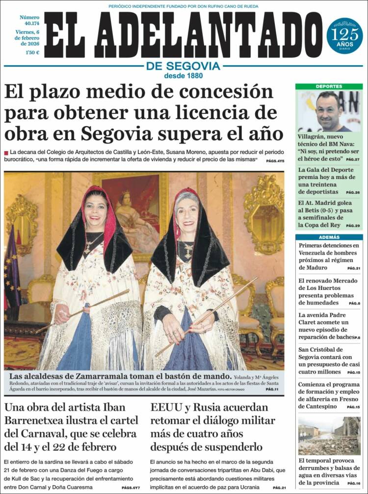 Portada de El Adelantado de Segovia (Espa&ntilde;a)