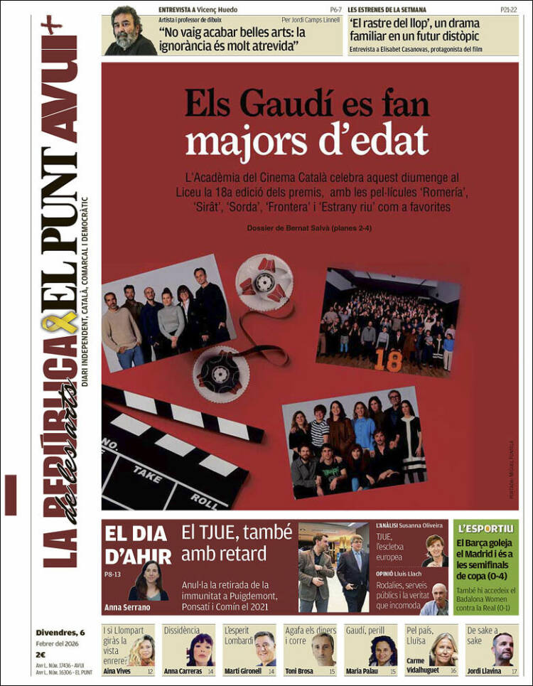 Portada de El Punt Avui (Espa&ntilde;a)