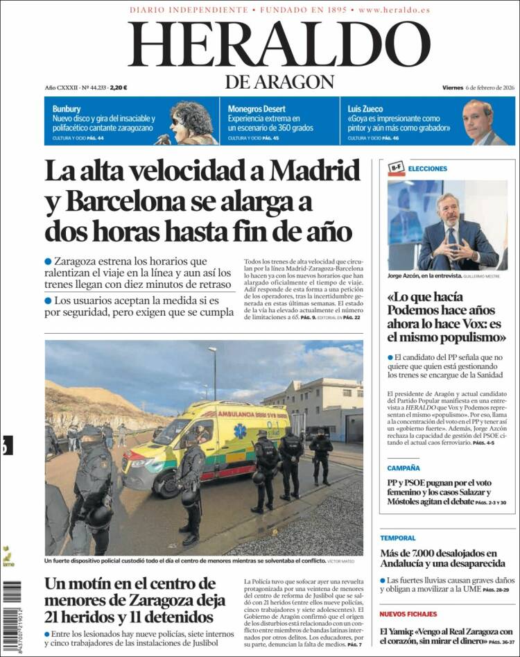 Portada de Heraldo de Aragón (Espa&ntilde;a)