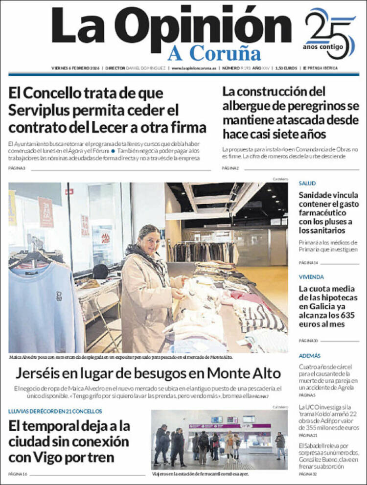 Portada de La Opinión de A Coruña (Espa&ntilde;a)