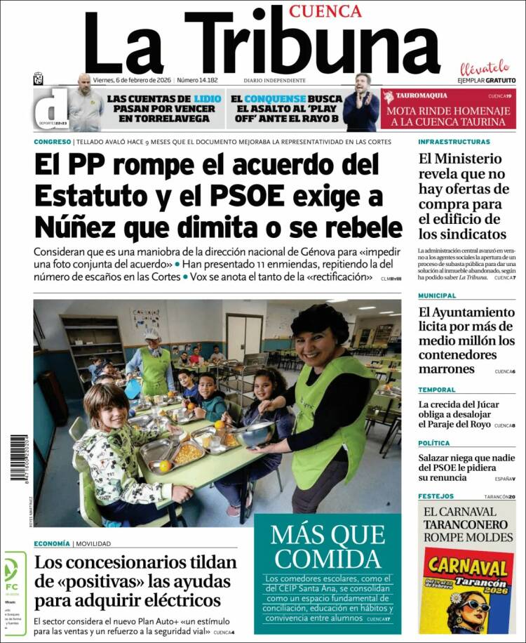 Portada de La Tribuna de Cuenca (Espa&ntilde;a)