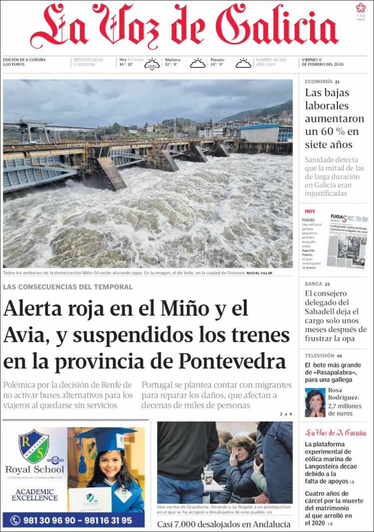 Portada de La Voz de Galicia (Espa&ntilde;a)