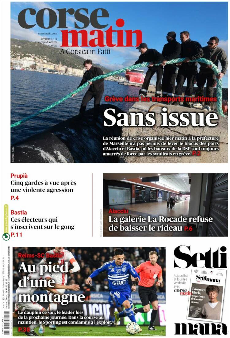 Portada de Corse-Matin (Francia)