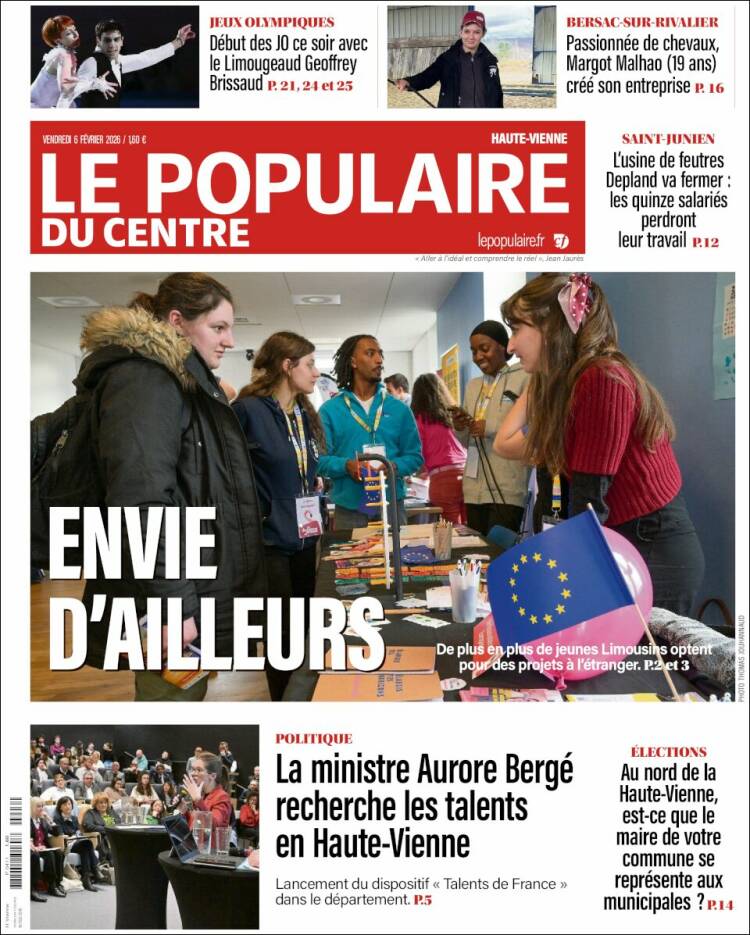 Portada de Le Populaire du Centre (Francia)