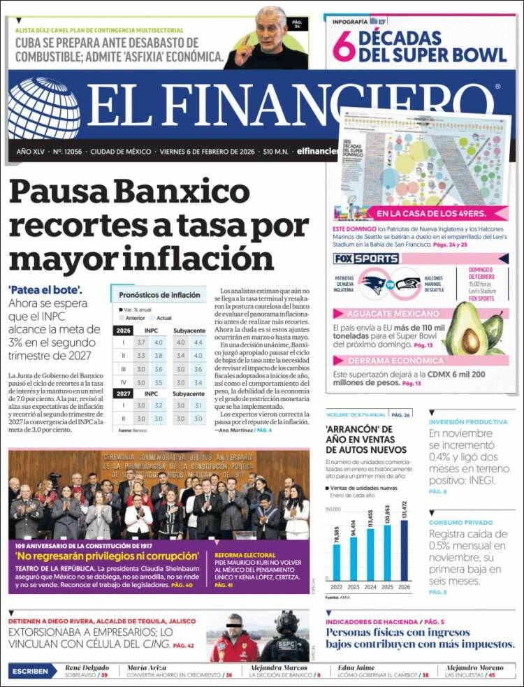 Portada de El Financiero (Mexico)