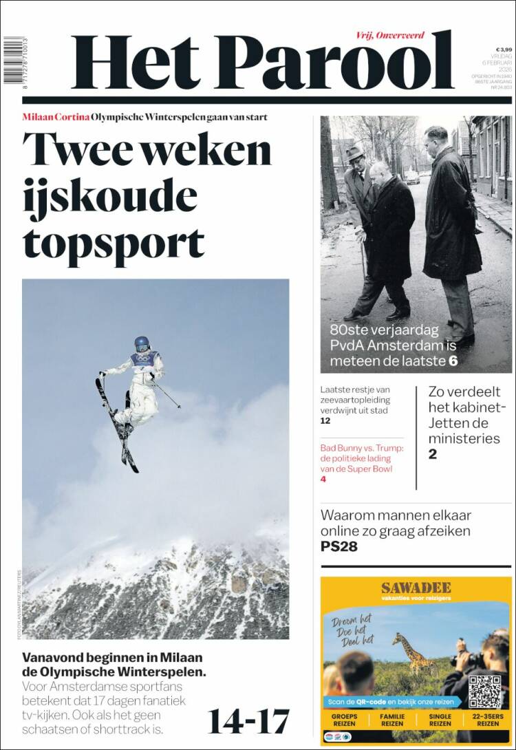 Portada de Het Parool (Pa&iacute;ses Bajos)
