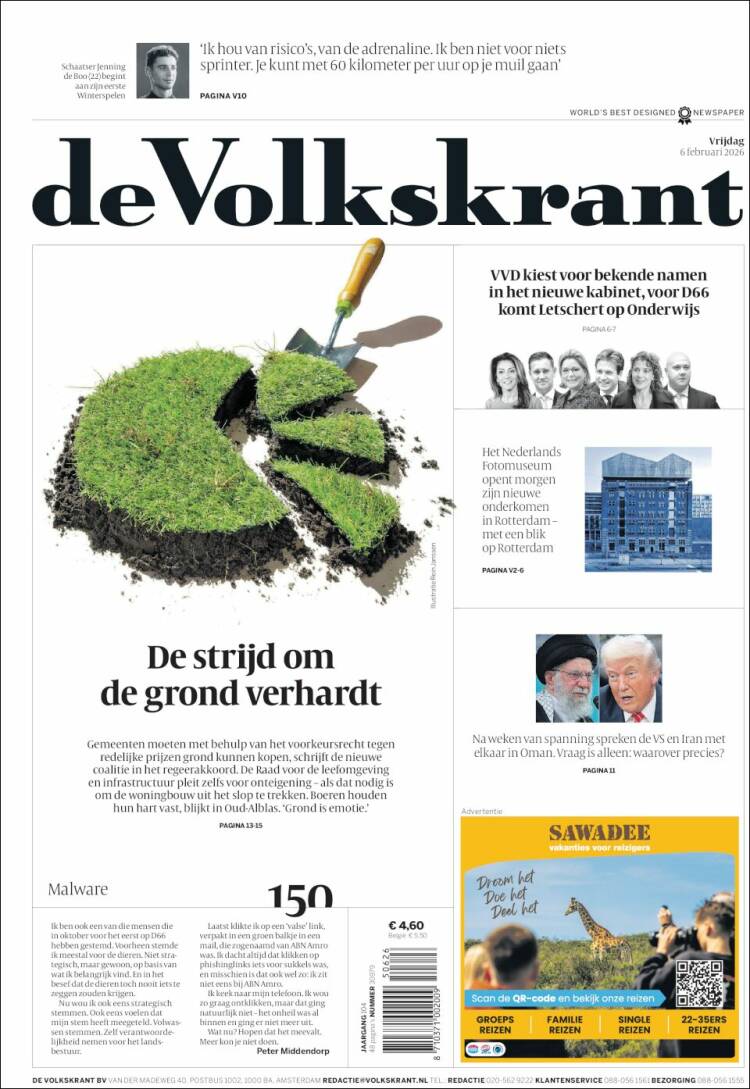 Portada de De Volkskrant (Pa&iacute;ses Bajos)