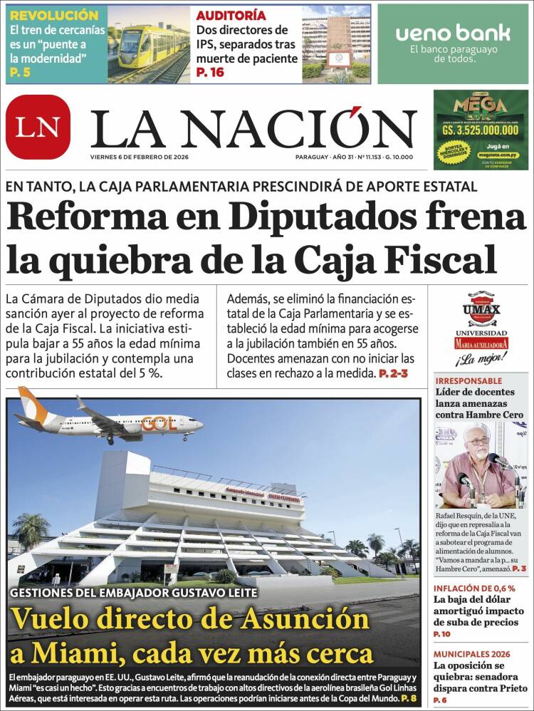 Portada de La Nación (Paraguay)