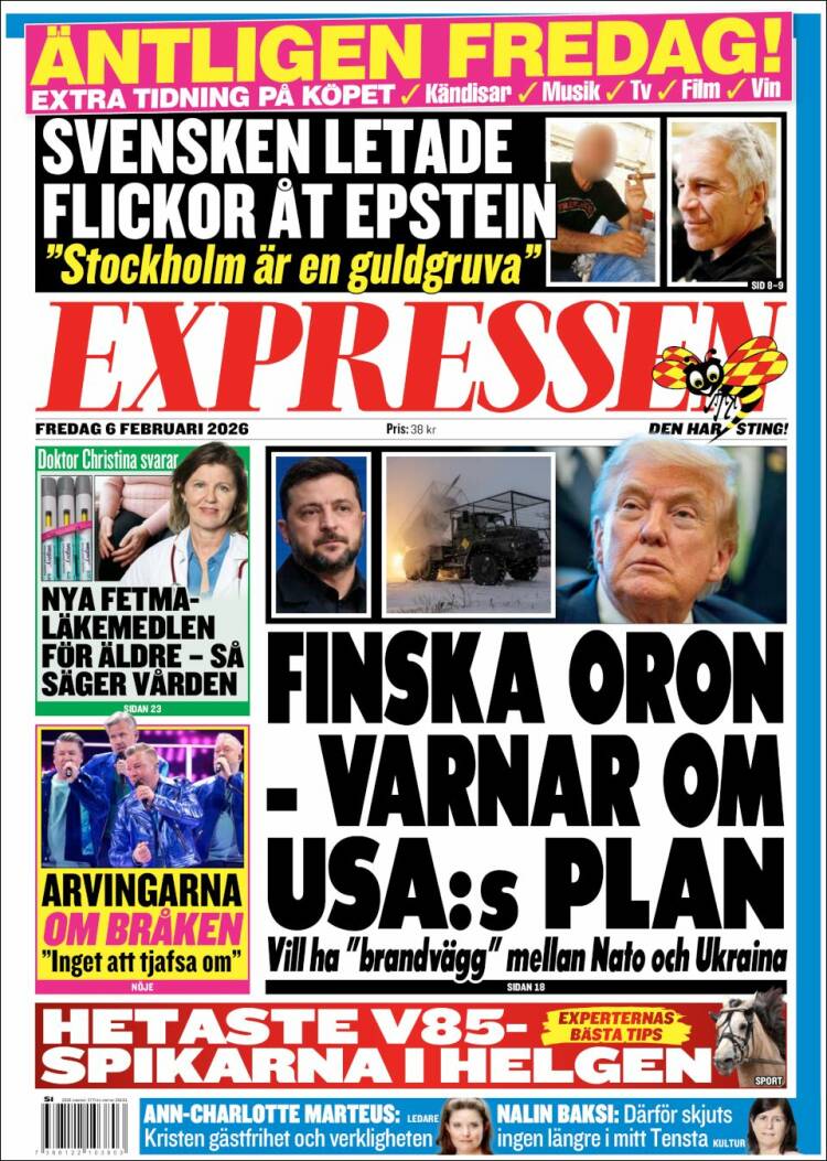 Portada de Expressen (Suecia)
