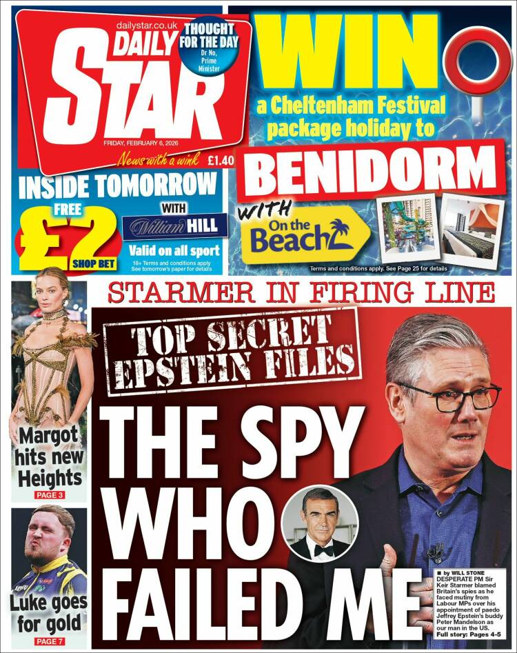 Portada de Daily Star (Reino Unido)