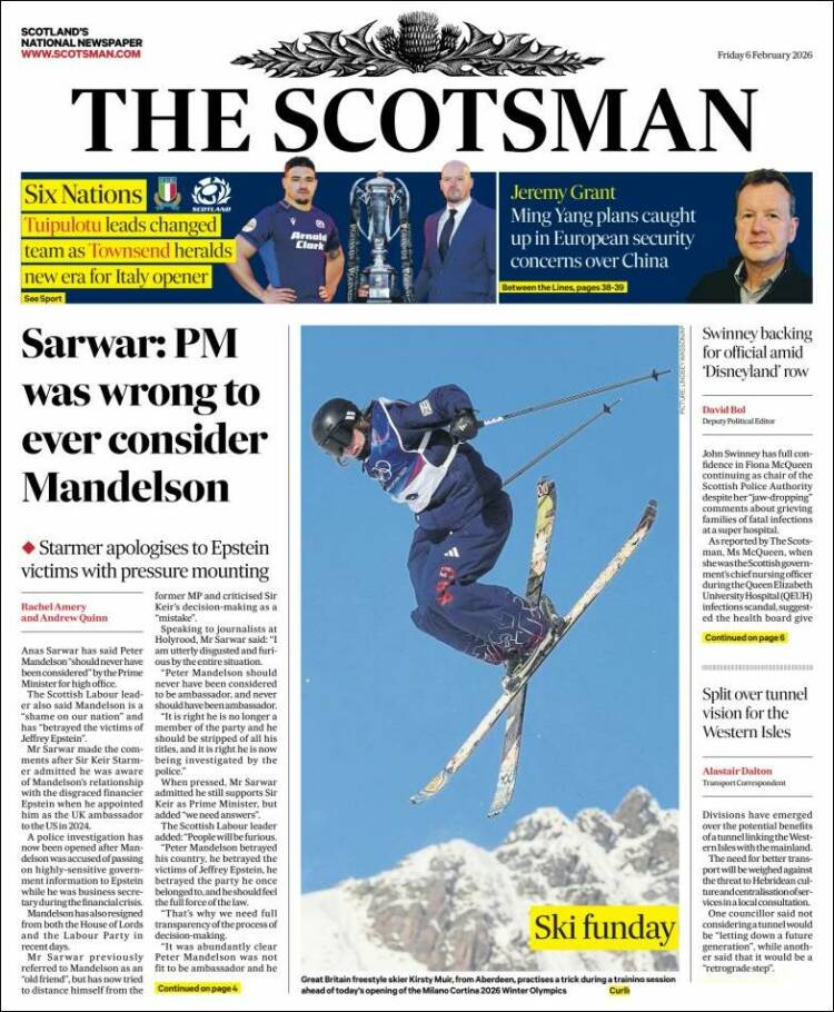 Portada de The Scotsman (Reino Unido)