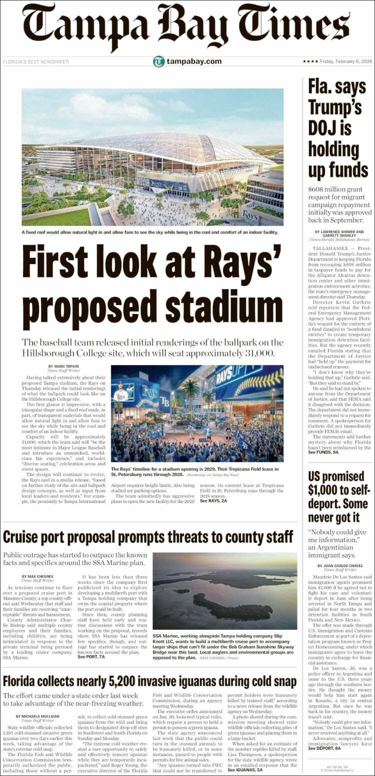 Portada de Tampa Bay Times (USA)
