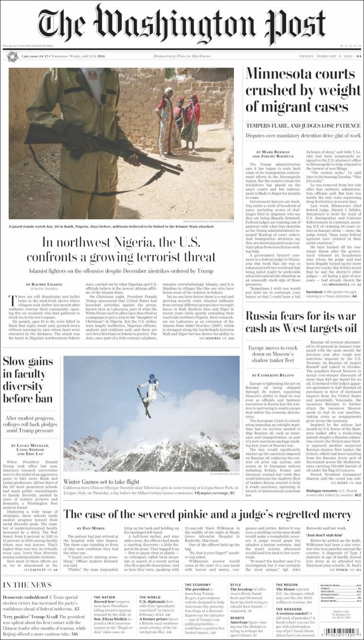 Portada de The Washington Post (USA)