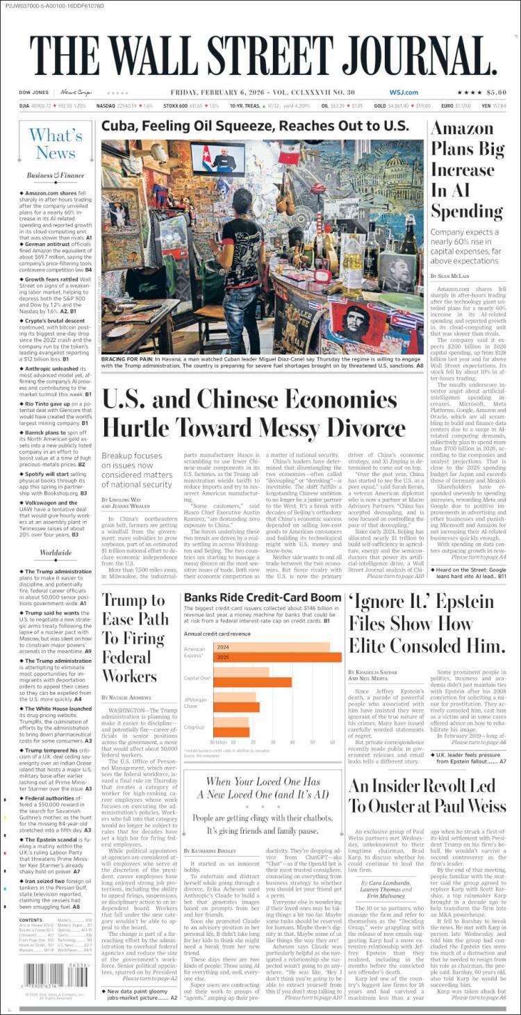 Portada de Wall Street Journal (USA)