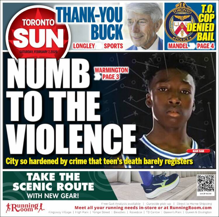 Portada de The Toronto Sun (Canad&aacute;)