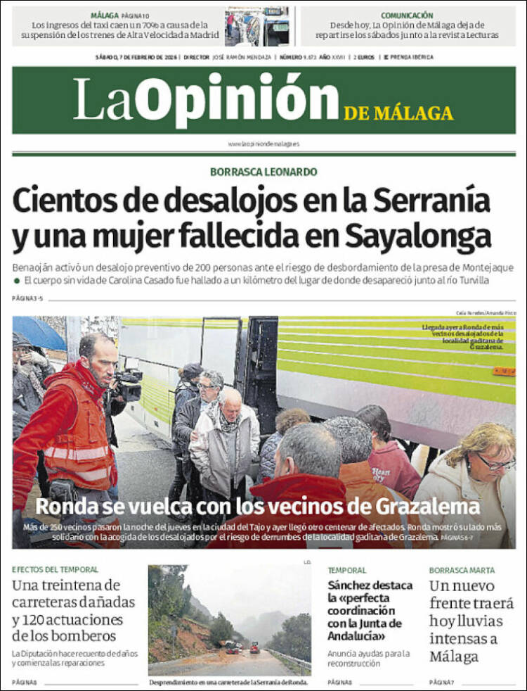 Portada de La Opinión de Málaga (Espa&ntilde;a)