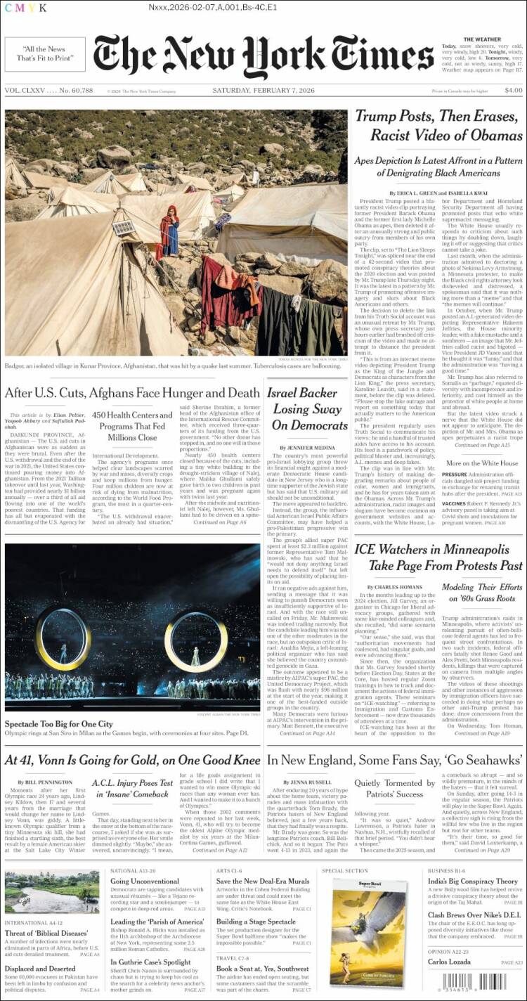 Portada de New York Times (USA)