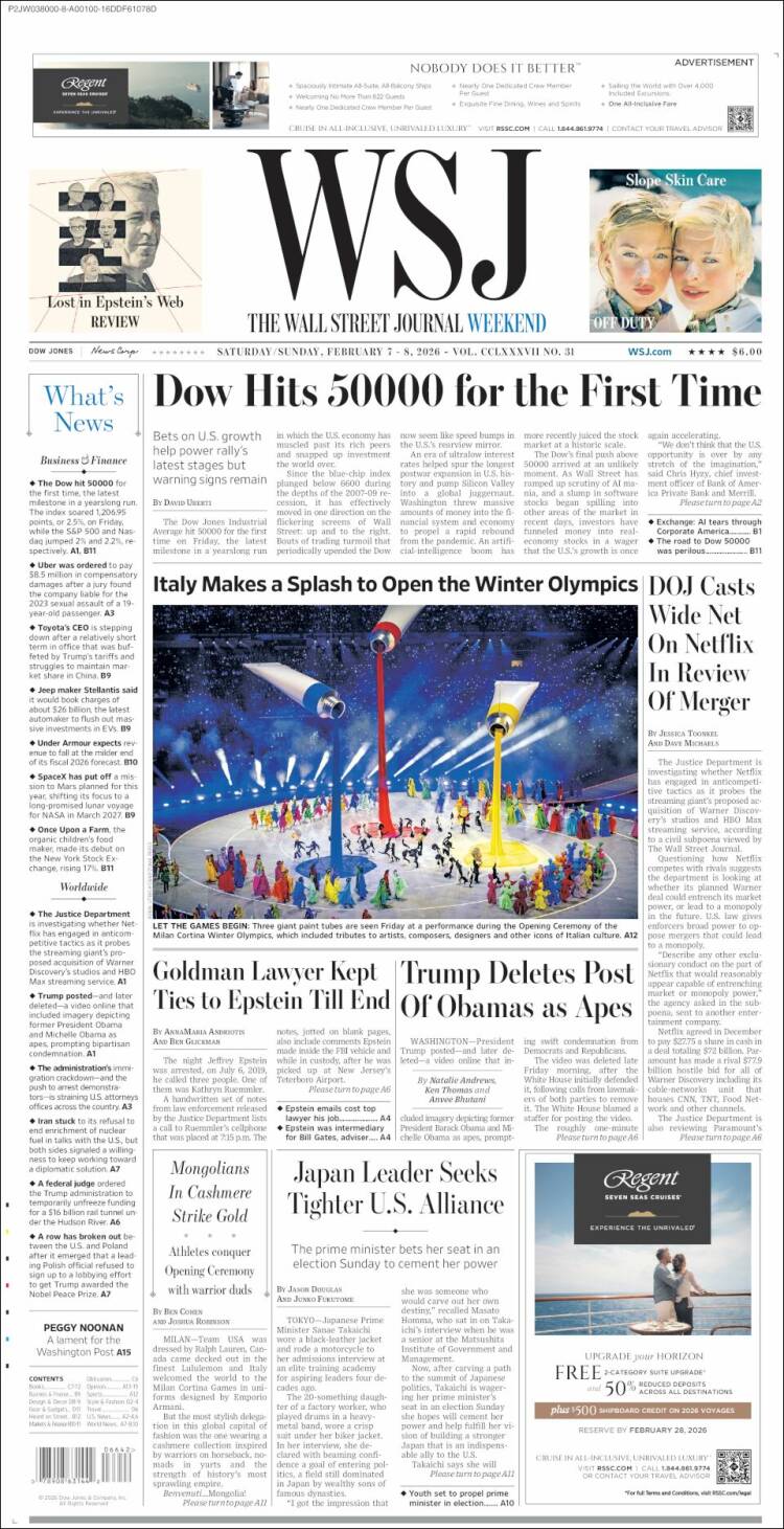 Portada de Wall Street Journal (USA)