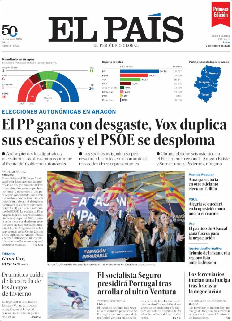 Portada de El País (España)