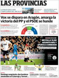 Portada de Las Provincias (Espa&ntilde;a)