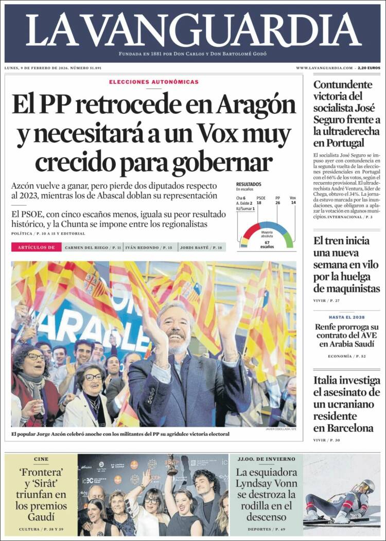 Portada de La Vanguardia (España)