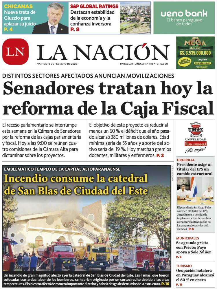 Portada de La Nación (Paraguay)