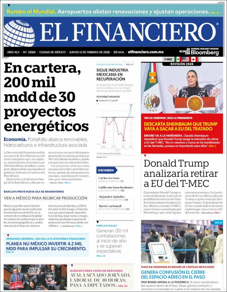 Portada de El Financiero (M&eacute;xico)