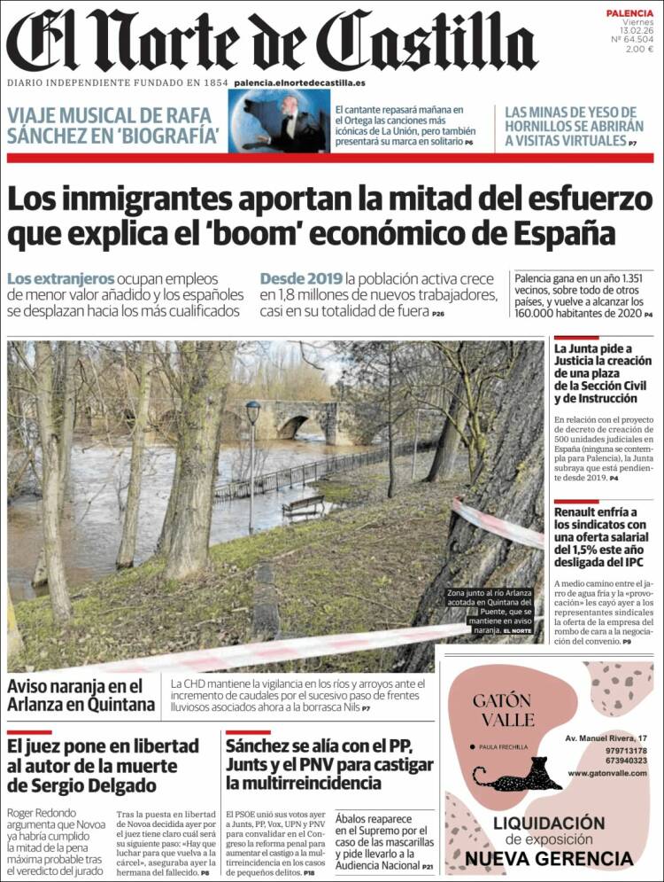 Portada de Norte de Castilla - Palencia (Espa&ntilde;a)