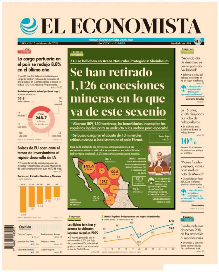 Portada de El Economista (Mexique)