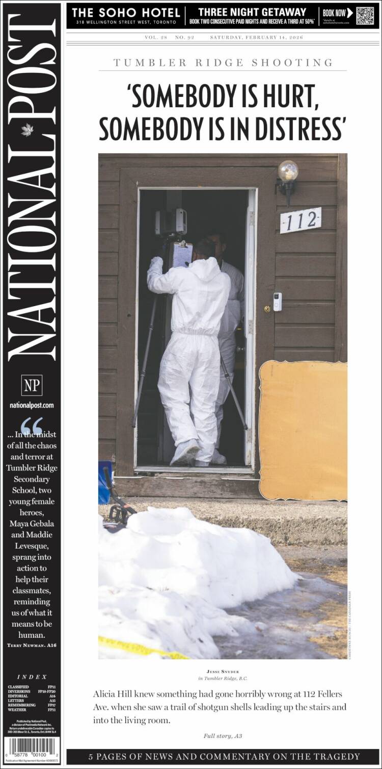 Portada de The National Post (Canad&aacute;)