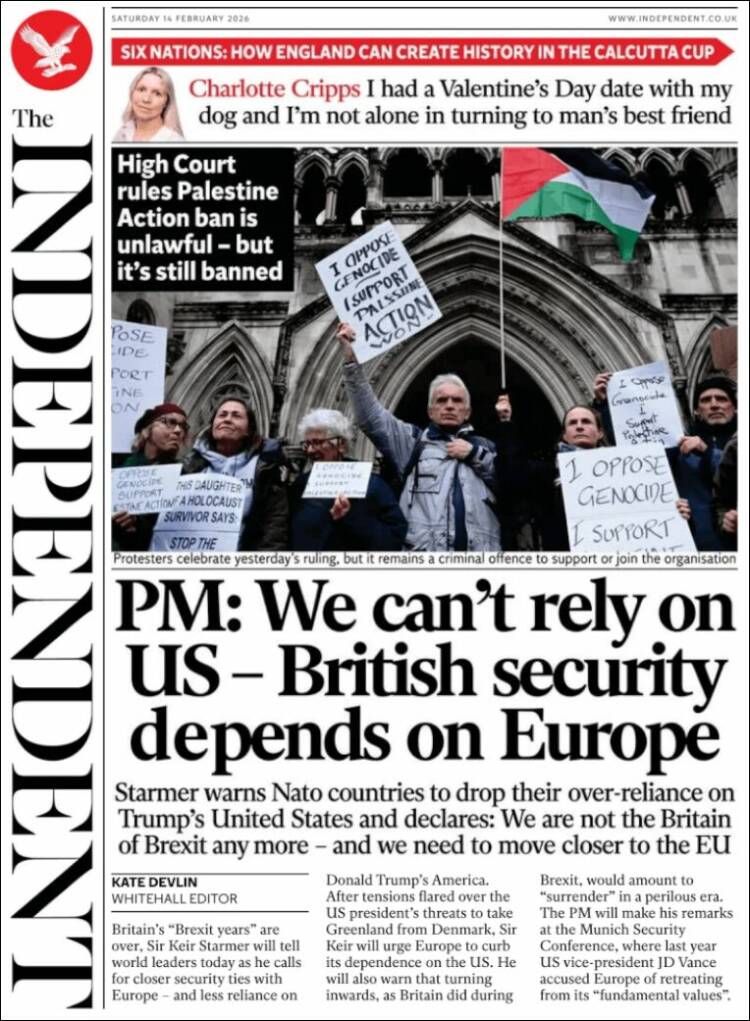 Portada de The Independent (Reino Unido)