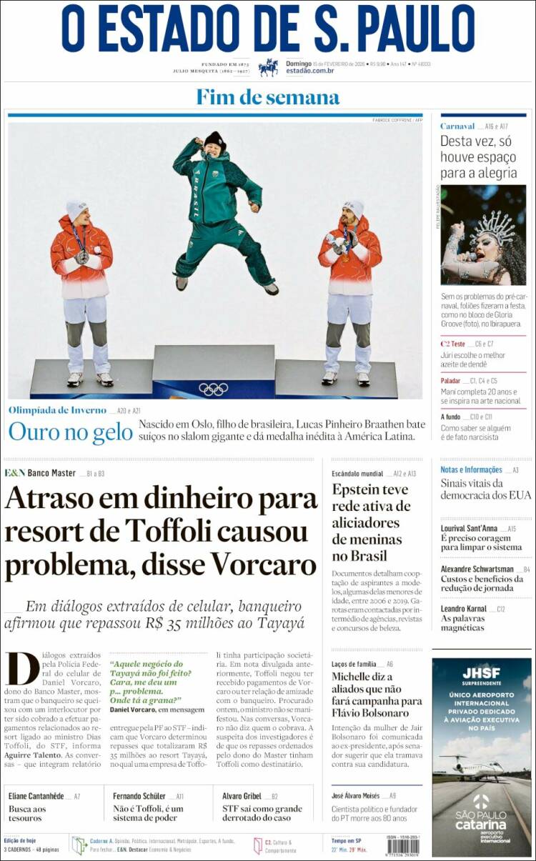 Portada de O Estado de São Paulo (Brasil)