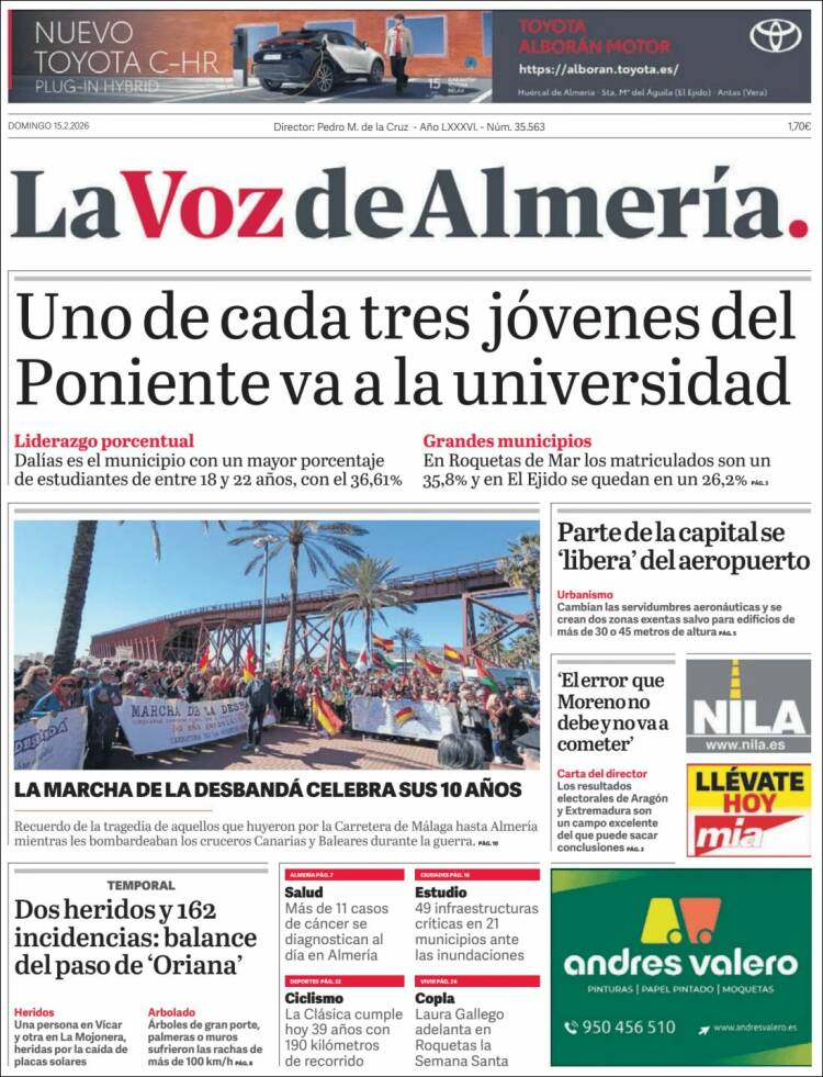 Portada de La Voz de Almería (Espa&ntilde;a)