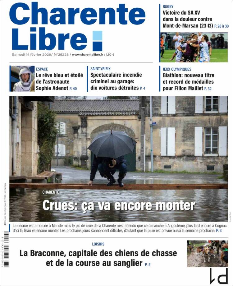 Portada de Charente Libre (Francia)