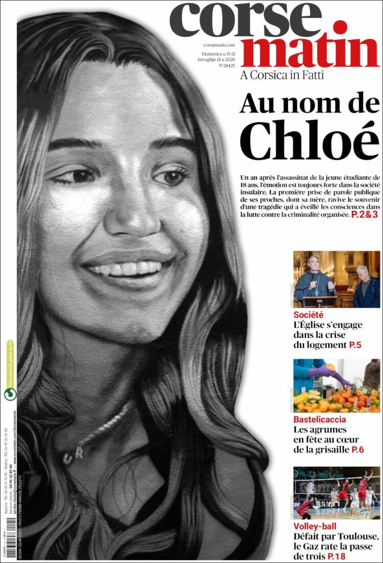 Portada de Corse-Matin (Francia)