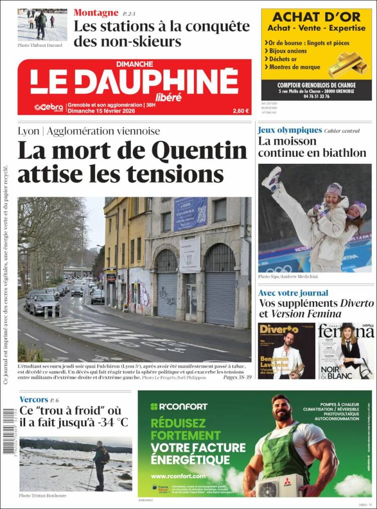 Portada de Le Dauphiné Libéré (Francia)